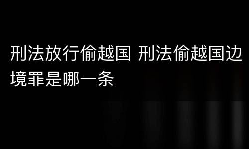 刑法放行偷越国 刑法偷越国边境罪是哪一条