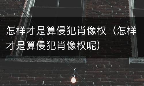 怎样才是算侵犯肖像权（怎样才是算侵犯肖像权呢）