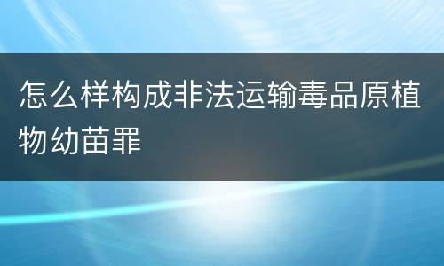 怎么样构成非法运输毒品原植物幼苗罪