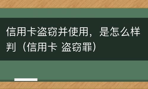 信用卡盗窃并使用，是怎么样判（信用卡 盗窃罪）