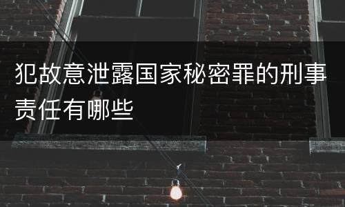 犯故意泄露国家秘密罪的刑事责任有哪些