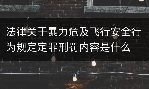 法律关于暴力危及飞行安全行为规定定罪刑罚内容是什么