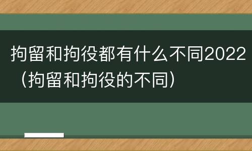 拘留和拘役都有什么不同2022（拘留和拘役的不同）