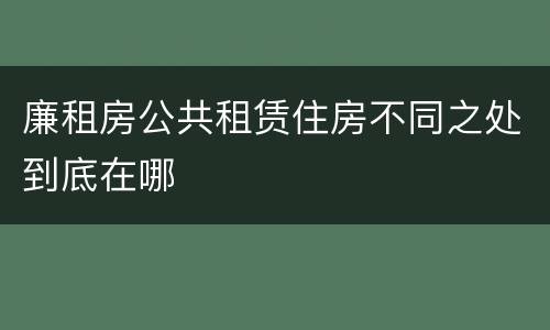 廉租房公共租赁住房不同之处到底在哪