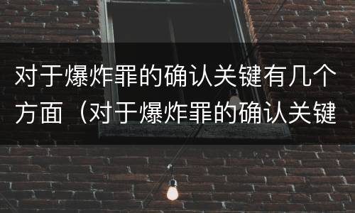 对于爆炸罪的确认关键有几个方面（对于爆炸罪的确认关键有几个方面的内容）