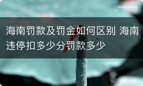 海南罚款及罚金如何区别 海南违停扣多少分罚款多少