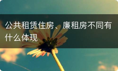 公共租赁住房、廉租房不同有什么体现