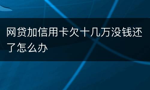 网贷加信用卡欠十几万没钱还了怎么办