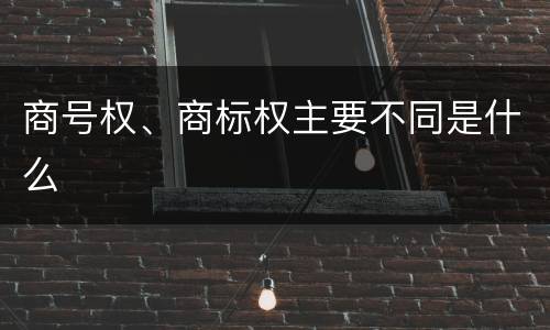 商号权、商标权主要不同是什么