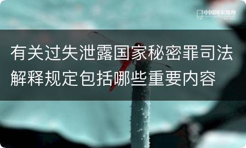 有关过失泄露国家秘密罪司法解释规定包括哪些重要内容