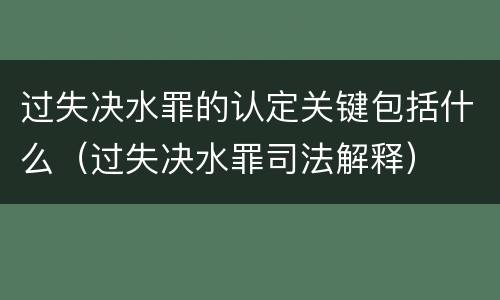 过失决水罪的认定关键包括什么（过失决水罪司法解释）