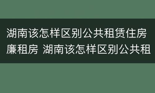 湖南该怎样区别公共租赁住房廉租房 湖南该怎样区别公共租赁住房廉租房和商品房