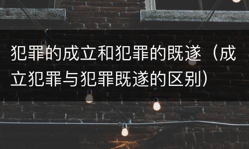 犯罪的成立和犯罪的既遂（成立犯罪与犯罪既遂的区别）