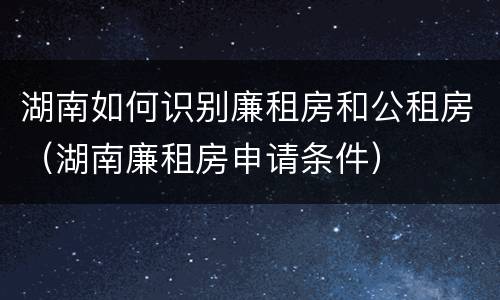 湖南如何识别廉租房和公租房（湖南廉租房申请条件）