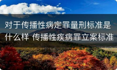 对于传播性病定罪量刑标准是什么样 传播性疾病罪立案标准