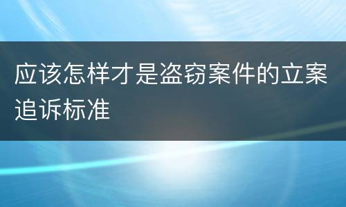 应该怎样才是盗窃案件的立案追诉标准