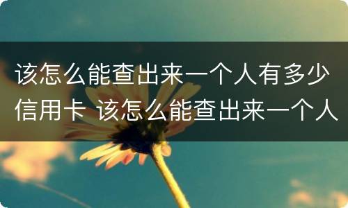 该怎么能查出来一个人有多少信用卡 该怎么能查出来一个人有多少信用卡呢