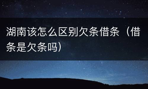 湖南该怎么区别欠条借条（借条是欠条吗）