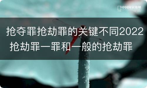 抢夺罪抢劫罪的关键不同2022 抢劫罪一罪和一般的抢劫罪