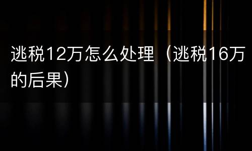 逃税12万怎么处理（逃税16万的后果）