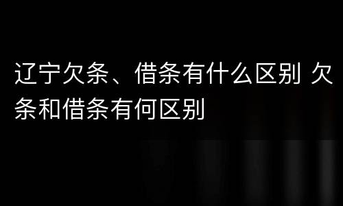 辽宁欠条、借条有什么区别 欠条和借条有何区别