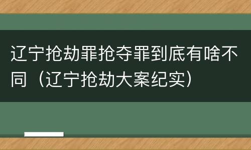 辽宁抢劫罪抢夺罪到底有啥不同（辽宁抢劫大案纪实）