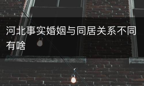 河北事实婚姻与同居关系不同有啥