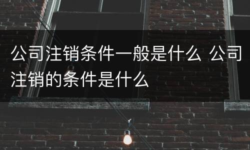 公司注销条件一般是什么 公司注销的条件是什么