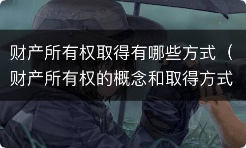 财产所有权取得有哪些方式（财产所有权的概念和取得方式）