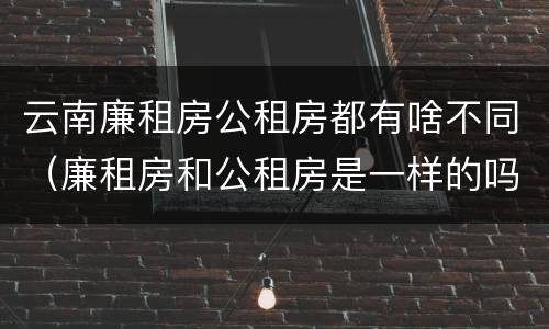 云南廉租房公租房都有啥不同（廉租房和公租房是一样的吗）