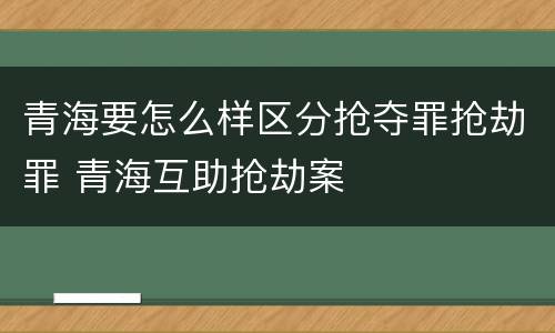 青海要怎么样区分抢夺罪抢劫罪 青海互助抢劫案