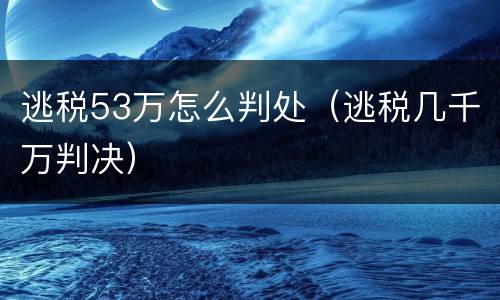 逃税53万怎么判处（逃税几千万判决）