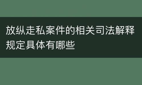 放纵走私案件的相关司法解释规定具体有哪些