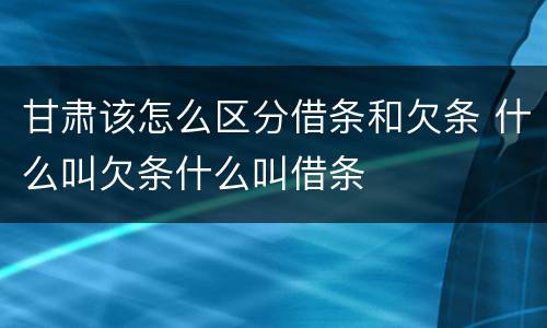 甘肃该怎么区分借条和欠条 什么叫欠条什么叫借条