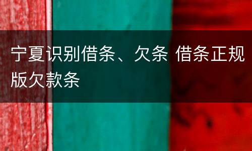 宁夏识别借条、欠条 借条正规版欠款条