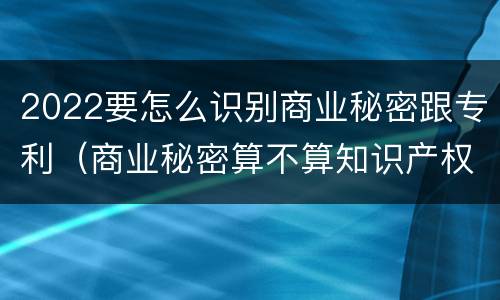 2022要怎么识别商业秘密跟专利（商业秘密算不算知识产权）