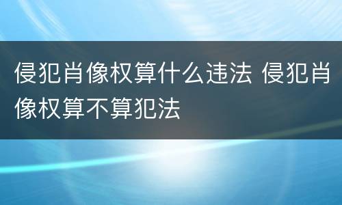 侵犯肖像权算什么违法 侵犯肖像权算不算犯法