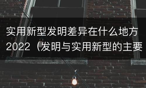 实用新型发明差异在什么地方2022（发明与实用新型的主要区别）