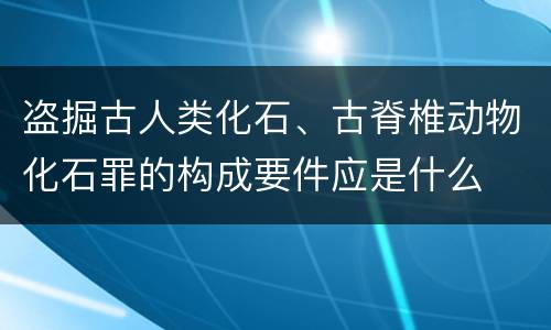 盗掘古人类化石、古脊椎动物化石罪的构成要件应是什么