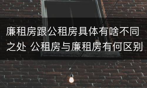 廉租房跟公租房具体有啥不同之处 公租房与廉租房有何区别