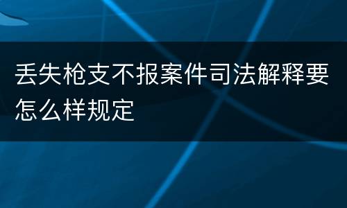 丢失枪支不报案件司法解释要怎么样规定