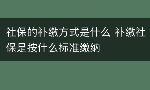 社保的补缴方式是什么 补缴社保是按什么标准缴纳