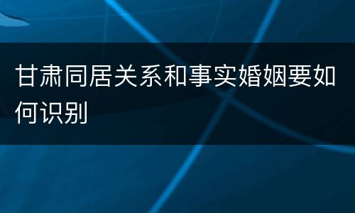 甘肃同居关系和事实婚姻要如何识别