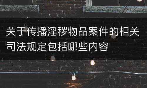 关于传播淫秽物品案件的相关司法规定包括哪些内容