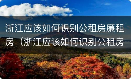 浙江应该如何识别公租房廉租房（浙江应该如何识别公租房廉租房信息）