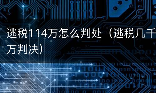 逃税114万怎么判处（逃税几千万判决）