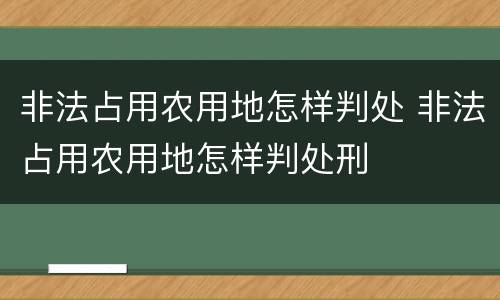 非法占用农用地怎样判处 非法占用农用地怎样判处刑