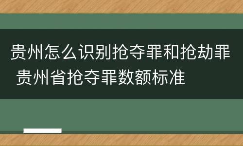 贵州怎么识别抢夺罪和抢劫罪 贵州省抢夺罪数额标准