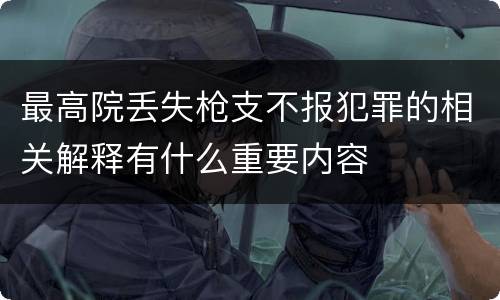 最高院丢失枪支不报犯罪的相关解释有什么重要内容