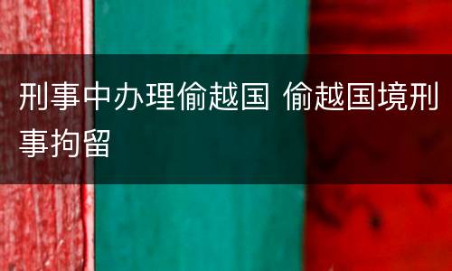 刑事中办理偷越国 偷越国境刑事拘留